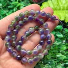 Taş Uzmanı Küre Yosunlu Ametist Renkli Kuvars Taşı 8 mm