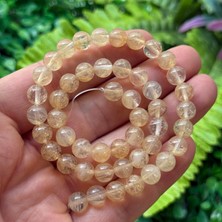 Taş Uzmanı Küre Sarı Rutil Renkli Kuvars Taşı 8 mm