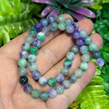 Taş Uzmanı Küre Yeşil Mor Florit Renkli Kuvars Taşı 8 mm