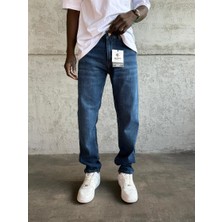 KağanKY Lacivert Taşlamalı Likralı Regular Fit Jean
