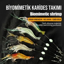 Özbience 5’li Silikon Karides Yemi Seti, Fosforlu Boncuk ve Çelik Iğne ile