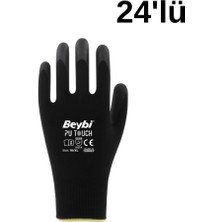 Beybi Pu Touch Poliüretan Kaplı Polyester Örme Eldiven 24'lü Paket
