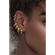 Sacce Scarves & Accessories Minimal Gold Çelik Küpe Seti 6 Parça Kadın Kullanıcılar İçin 1 mm Kalınlık