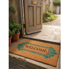 Beylini Welcome Yazılı Desenli Koko Paspas Ev Dış Kapı Tpr Kaymaz Taban Modern Su Geçirmez Bej 70X45CM