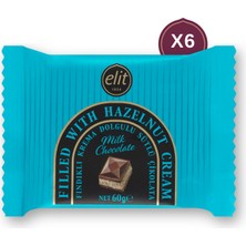 Elit Çikolata Fındıklı Krema Dolgulu Sütlü Çikolata 60G 6\'lı Set Glutensiz