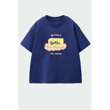 Monila Unisex Çocuk Pamuklu Bisiklet Yaka Baskılı T-Shirt