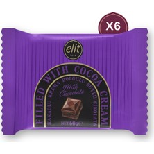 Elit Çikolata Kakaolu Krema Dolgulu Sütlü Çikolata 60G 6\'lı Set Glutensiz
