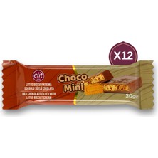 Elit Çikolata Choco Mini Karamelize Bisküvi Krema Dolgulu Sütlü Çikolata 30G 12\'li Set