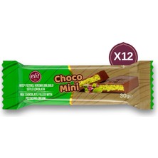 Elit Çikolata Choco Mini Antep Fıstıklı Krema Dolgulu Sütlü Çikolata 30G 12\'li Set Glutensiz