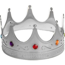 Bg Arzenis Arzenıs Gümüş Renk Yetişkin Çocuk Uyumlu Kral Tacı Kraliyet Tacı 60CM 5457884