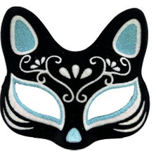 Kayem Kay Siyah Renk Süet Kaplama Üzeri Gümüş Mavi Simli Kedi Maskesi 17X14 cm 658474