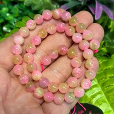 Taş Uzmanı Küre Yosunlı Pembe Renkli Kuvars Taşı 8 mm