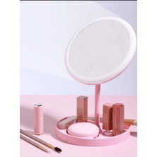 Akıllı Durak Sonx  Dokunmatik LED Işıklı USB Li Yuvarlak Masa Üstü Makyaj Aynası Makyaj Aynası Ledli