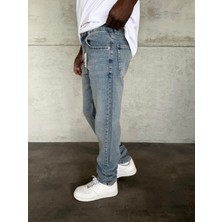 KağanKY Mavi Yıkamalı Likralı Regular Fit Jean