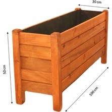 Camping Time Ahşap Saksı Dış Mekan Çiçeklik Dekoratif Saksı Büyük Boy