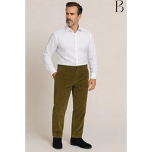 BURSPA Rahat Kesim Kışlık Içi Polarlı Açık Yeşil Erkek Kadife Pantolon