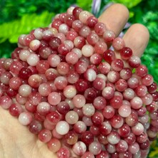 Taş Uzmanı Küre Rodokrozit Renkli Kuvars Taşı 8 mm