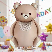 Dodomar 56,5X90 cm Papyonlu Ayıcık Karamel Folyo Balon - Doğum Günü Parti Dekorasyon Balonu