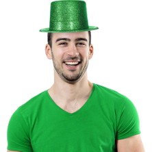 Lunirawear Lunı Yeşil Renk Parıltılı Simli Fötr Silindir Parti Şapkası 968547