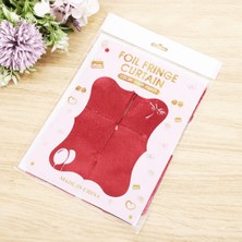 Lunirawear Lunı Kırmızı Renk Dikdörtgen Kesim Parlak Sim Görünümlü Fon Perde Dekor 1x2 Metre 968547