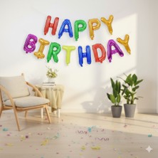 Dodomar 35 cm Happy Birthday Renkli Harf Folyo Balon Seti - Doğum Günü Parti Dekorasyonu