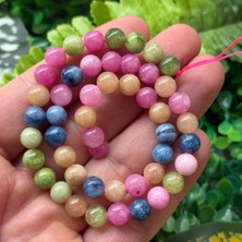 Taş Uzmanı Küre Turmalin Renkli Kuvars Taşı 8 mm