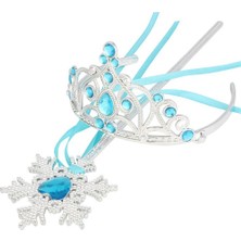 Lunirawear Lunı Mavi Taşlı Elsa Çocuk Taç ve Kar Temalı Kurdeleli Elsa Asası Sopası  968547