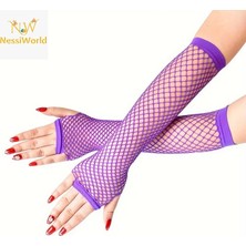 Lunirawear Lunı 80’ler 90’lar Retro Mor File Parmaksız Eldiven 26 cm 968547