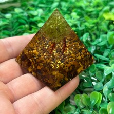 Taş Uzmanı Orgonit Piramit – Yeşim Taşlı Bakır Ağaç ve Kaplan Gözü Zemin