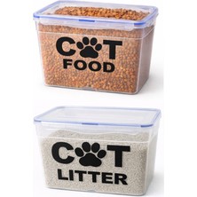 9lt+9 Lt 2li Set Kedi Maması Saklama Kutusu ve Kedi Kumu Saklama Kutusu Sızdırmaz Contalı Silikonlu vakumlu hava almaz bayatlamaz özel ürün
