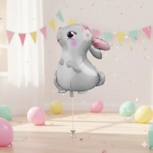Dodomar 51X54 cm Sevimli Tavşan Çiçek Desenli Folyo Balon - Doğum Günü Parti Dekorasyon Balonu