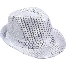 Platin Store  Çocuk Boy Gümüş Payetli Şapka Gösteri Şapkası Michael Jacskon Şapkası 54 No   Ze