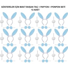 Lunirawear Lunı Mavi Tavşan Kostüm Seti – Taç, Papyon, Ponpon (12’li Paket) 968547