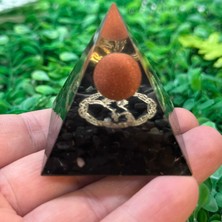 Taş Uzmanı Orgonit Piramit – Yıldız Taşı Küre, Oniks Zemin ve Altın Yaldızlı Om Sembolü