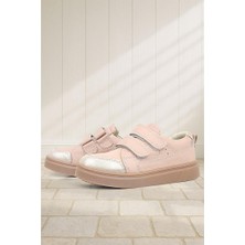 Rakerplus Pudra Simli Hakiki Deri Cırtlı Kız Çocuk Sneaker Ayakkabı