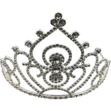 Dodomar Taç Metal Taşlı Prenses Işlemeli Lüks Gümüş Üstten