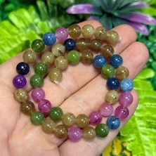 Taş Uzmanı Küre Turmalin Renkli Kuvars Taşı 8 mm