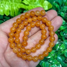 Taş Uzmanı Küre Turuncu Akik Renkli Kuvars Taşı 8 mm