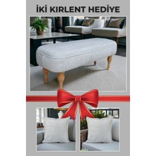 Visionario Dikdörtgen Puf – Magellan Ithal Kadife Kumaş Ahşap Ayaklı Modern Tasarım Kırlent Hediyeli