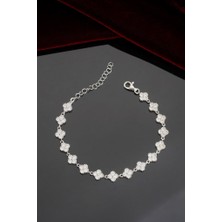 925 Ayar Gümüş Sıralı Yonca Bileklik