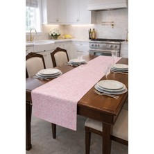 Rona Home Premium Kalite Kumaş Pembe Ranır Desenli Şık Masa Runner Ranır Takımı Leke Tutmaz Modern Runner