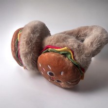 ALS Tasarım Dünyası Bej Renk Peluş Kulakları Soğuktan Koruyucu Hamburger Sıcak Tutan Kulaklık
