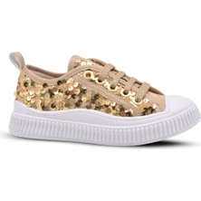 Kids A More Sweet Kız Çocuk Pullu ve Bağcıklı Altın Renk Sneaker