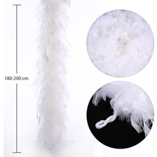 Mayf Beyaz Renk Kabarık Kalın Otriş Boa Tüy 6 cm Genişlik 180-200 cm Uzunluk Tek