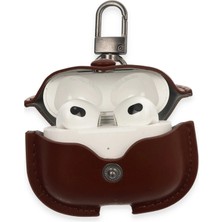 AlaNova Alano  Airpods 3 (3.nesil) Çanta Deri Kılıf - Kahverengi VA74