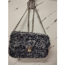 Vela Peluş Kanvas El Örmesi Kahverengi Omuz Çantası