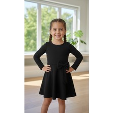 İnebolu Kids Kız Çocuk Fiyonk Detaylı Pamuklu Siyah Elbise