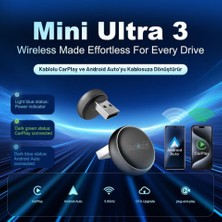 Noyo Mini Ultra 3 Kablosuz Carplay ve Android Auto Adaptörü – iPhone ve Android 11+ Destekli, Usb-A / Type-C Tak Çalıştır, Hızlı ve