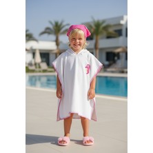 Luess Çocuk Nakış Desenli Plaj Havlu Panço