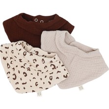 Mambies 3'lü 0-24 Ay %100 Organik Pamuk 2 Kat Müslin Fular Salya Yakalık Kız Erkek Bebek Salya ve Mama Önlük